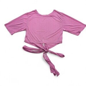 Fabletics Tie-Front Cropped Tee Lavender L - Short Sleeve